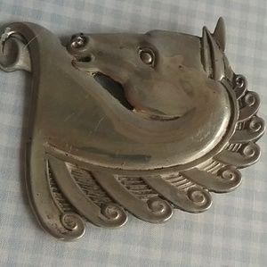 Vintage Silver horse head pin
